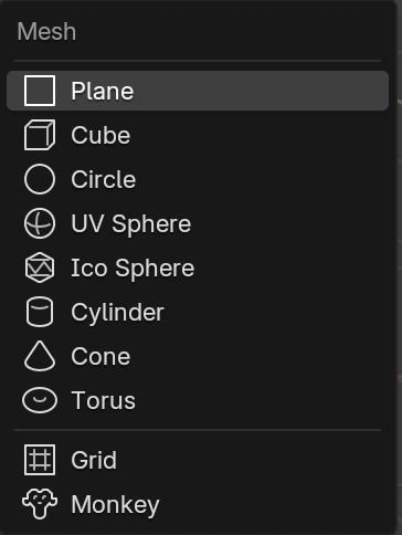 Overzicht van alle standaard mesh primitieven in Blender